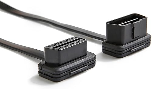 Miniatura 3 de Cable de extensión OBD2, bbfly-A2 Cable de cinta plana de 16 pines OBDII macho a hembra Cable con conectores en ángulo de 1 pie11.8 in