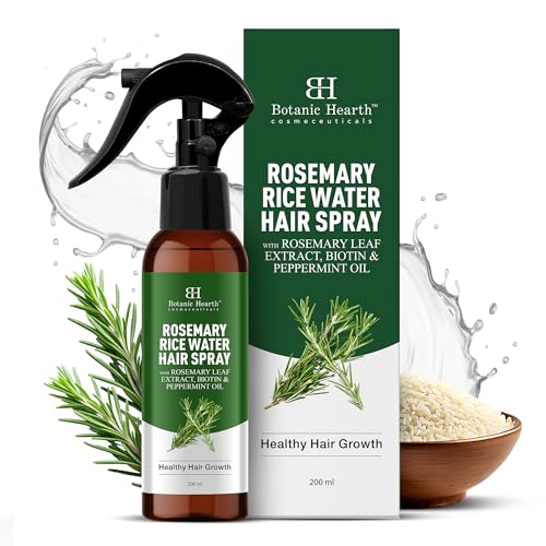 Image of Botanic Hearth Rosemary Rice Water Spray for Hair Growth & Thickness | Strengthens Hair & Scalp | Controls Hair Fall, Adds Shine & Smoothness | Non-Greasy Leave-In Spray for Men & Women | 200 ml