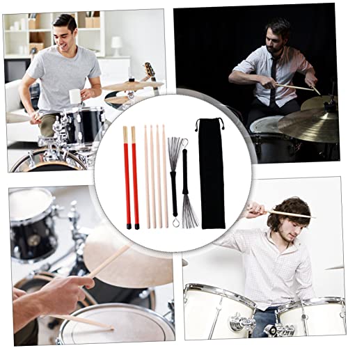Paquete 9 piezas de brochas para batería de bambú y acero Drum Stick Pack miniatura 3