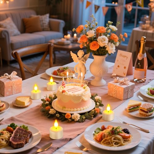 Image of PChero 6 Pack Rechargeable Flameless Tea Lights Candles with Remote Timer | Realistic LED Flickering Tea Lights with USB Rechargeable, Remote Timer, Adjustable Brightness for Home Decor