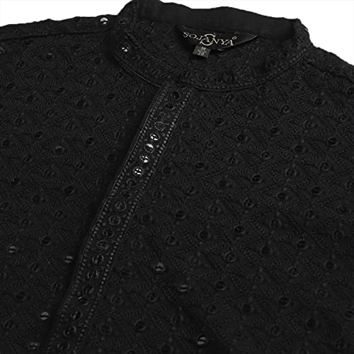 Image of SOJANYA (Since 1958 Men's Pure Cotton Sequined Embroidred Kurta - Perfect for Festivals & Functions