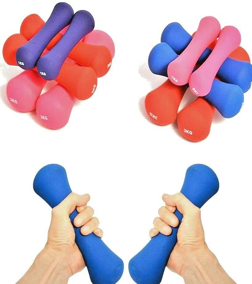Neoprene Dumbbell Home Exercise for Ladies Kids Arm Hand Weights Pilates Dumbbells in 2X5kg RED BONE