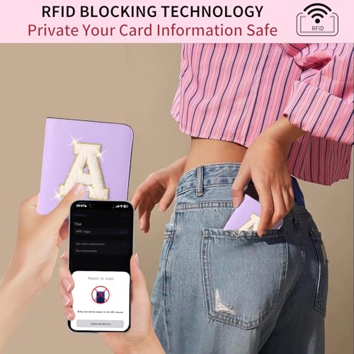 Initial Wallet Women Small Teen Girl Gifts Trendy Stuff Girls Wallets Personalized Christmas Birthday Gift for Women Friends Daughter Granddaughter 6 7 8 9 10 11 12 13 Year Old Purple A3