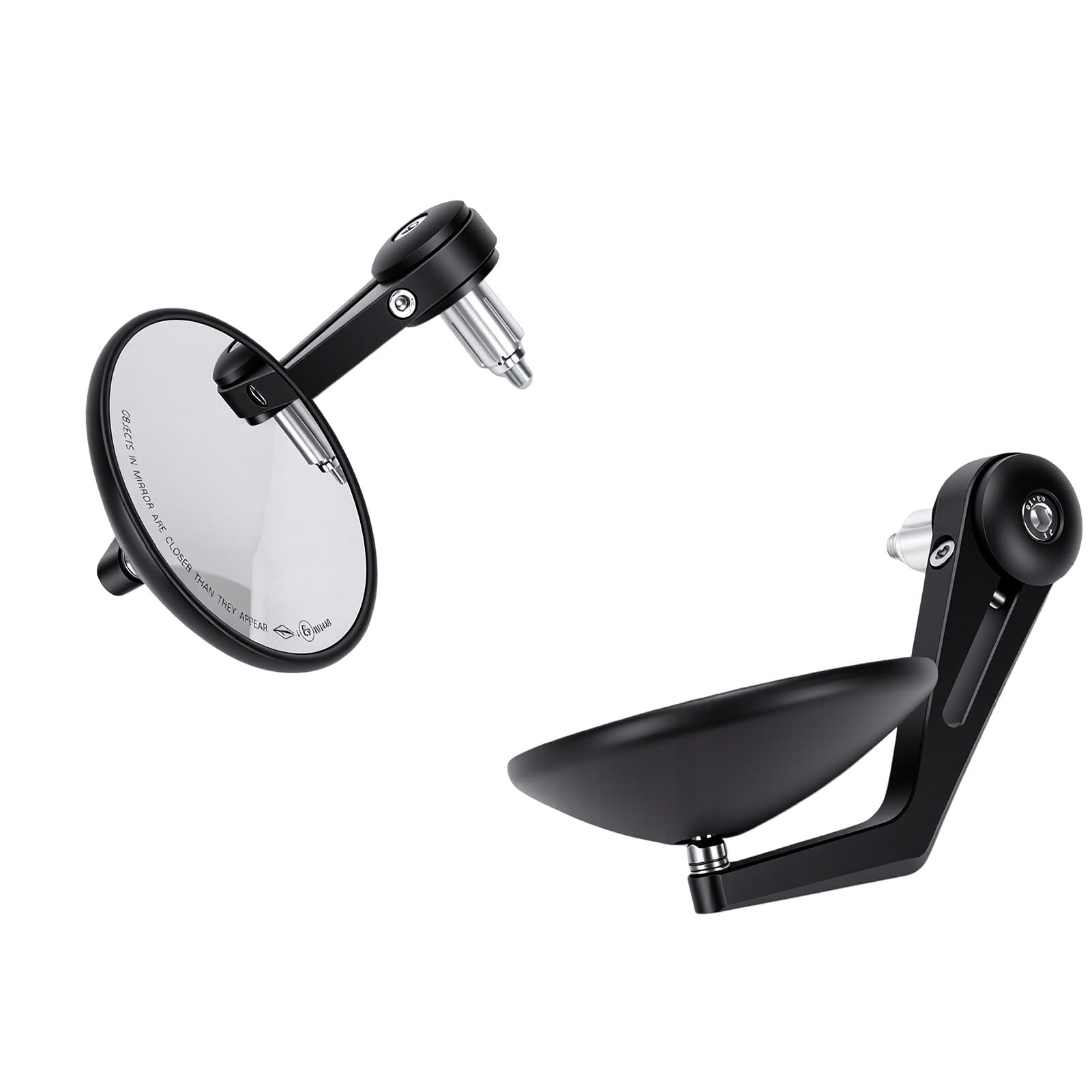 Generic Okrągłe Lusterka Motocyklowe 22 Mm Najwyższej Jakości Widok z Tyłu do Motocykli Terenowych, Motocykli Ulicznych, Kawiarnianych, Czarna Końcówka Kierownicy - 1 para