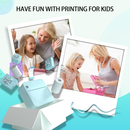 Wbacon Mini impressora de adesivos - impressora portátil sem tinta com 2 rolos de papel, impressora
