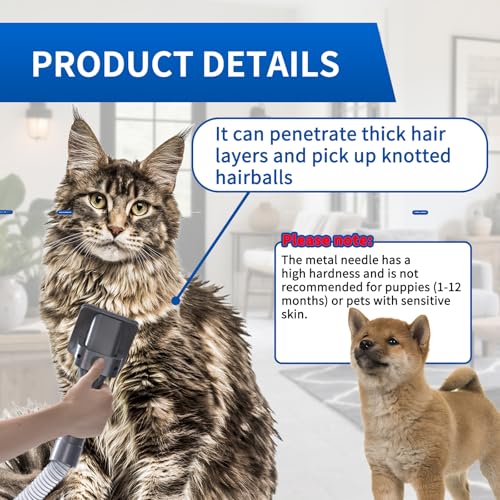 Image of Pet Grooming Kit Compatible with Dyson V7 V8 V10 V11 V15 Vacuum Cleaner,Dog Brush Vacuum Attachment with Extended Vacuum Hose & Trigger Lock,Suitable for Small Dogs or Cat Quiet Personality