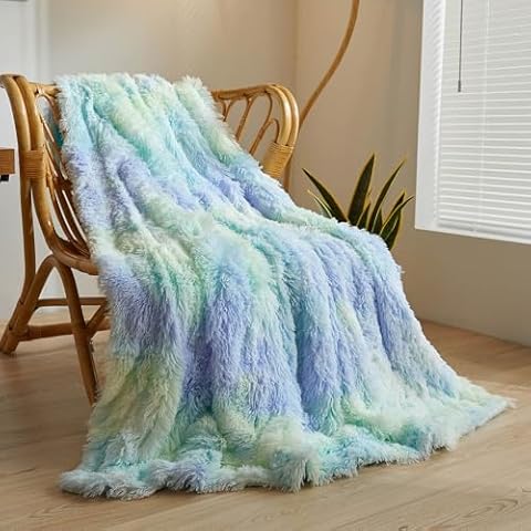 XeGe Plush Faux Fur Rainbow Throw Blanket Cover