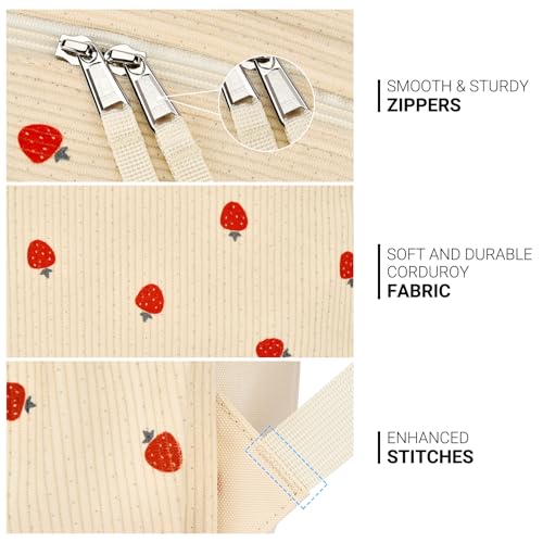 Image of ZORFIN 26L Backpack for College, and Travel: Corduroy Bookbag - Strawberry