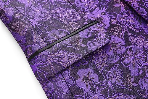 MOGU Mens 3 Piece Floral Print Dress Suit Slim Fit Jacquard Tuxedo Wedding Party Dinner4
