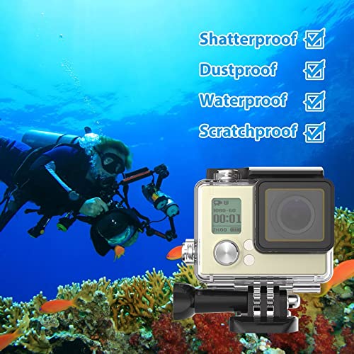 Image of Waterproof Housing Case, hongdak Underwater Protective Case Shell with Bracket Accessories, Housing Case Diving 60 Meter for Go Pro Action Camera (for Gopro4) | Protective Dive Housing Shell with Bracket Mount Accessories for GoPro Hero4, Hero3+, Hero3 Action Camera Outside Sports