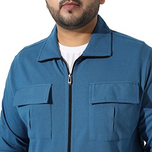Image of Instafab Plus Men's Solid Blue Co-Ords Set For Casual Wear Regular Fit Cotton Blend Fabric Stretchable Clothing Set Crafted With Comfort Fit & High Performance For Everyday Wear