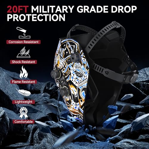 Image of ARCCAPTAIN 3.94 inchX3.66 inch Large Viewing Screen Welding Helmet, True Color Auto Darkening Welding Hood, Solar Powered 4 Arc Sensor, Wide Shade 4-5 /5-9 /9-13 Welding Mask (Skeleton Technology)