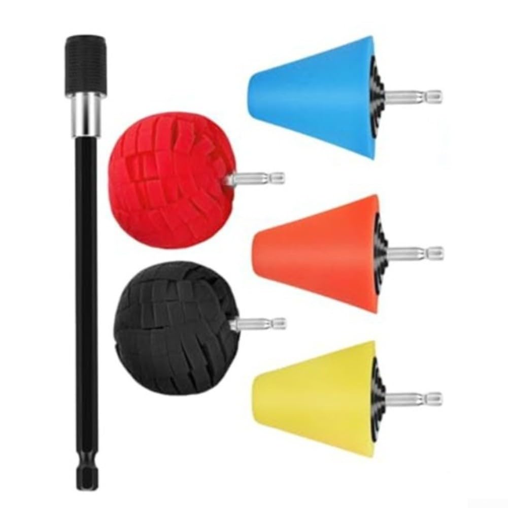Kit 6 Piezas Esponjas Cono Pulido Llantas Coche Taladro