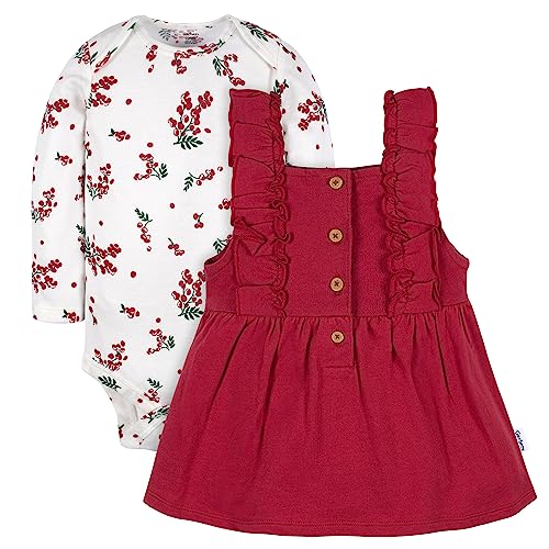 Image of Gerber Baby & Toddler Girls' 2-Piece Overall Dress Set