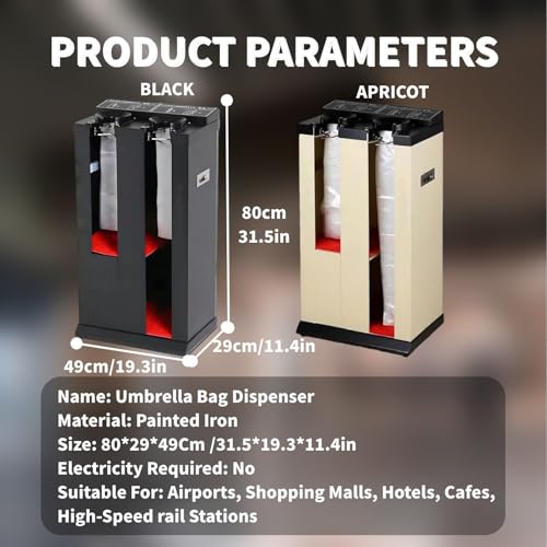 Distributeur Automatique de Sacs pour parapluies, Emballage Professionnel de parapluies humides avec 200 Sacs, Support métallique pour Une Utilisation en intérieur, Conception Facile d'accès
