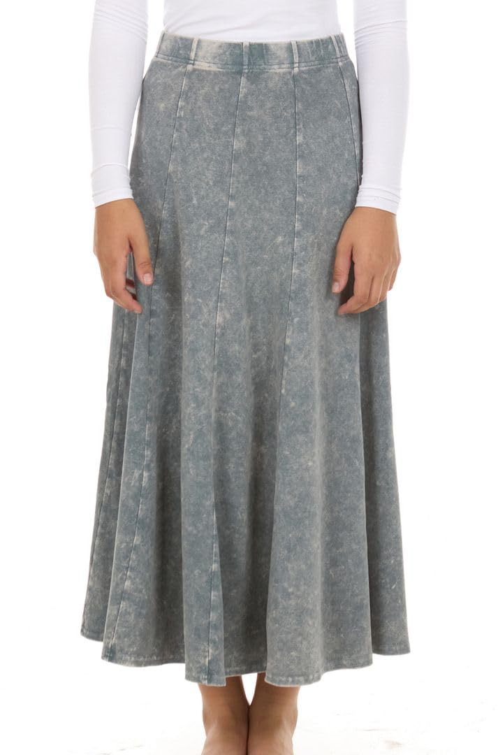 BGDK Girls Cotton Stonewash Maxi Panel Skirt