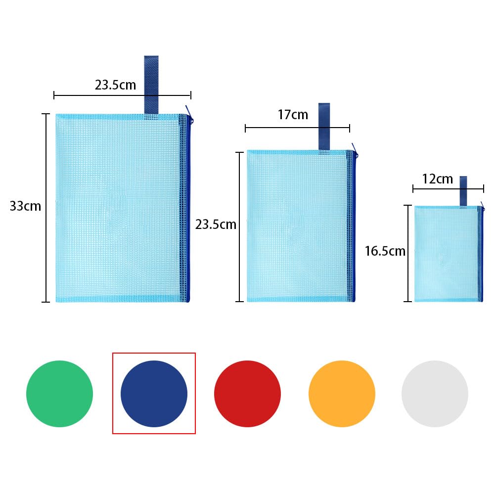 OFFCUP Borse di File A4 A5 A6, 15 Pezzi Sacchetto di Zip Impermeabile, Mesh Sacchetto del Documento, Sacchetto Di Documenti Portatile Busta Plastica per Uffici Cosmetici Forniture Accessori da Viaggio