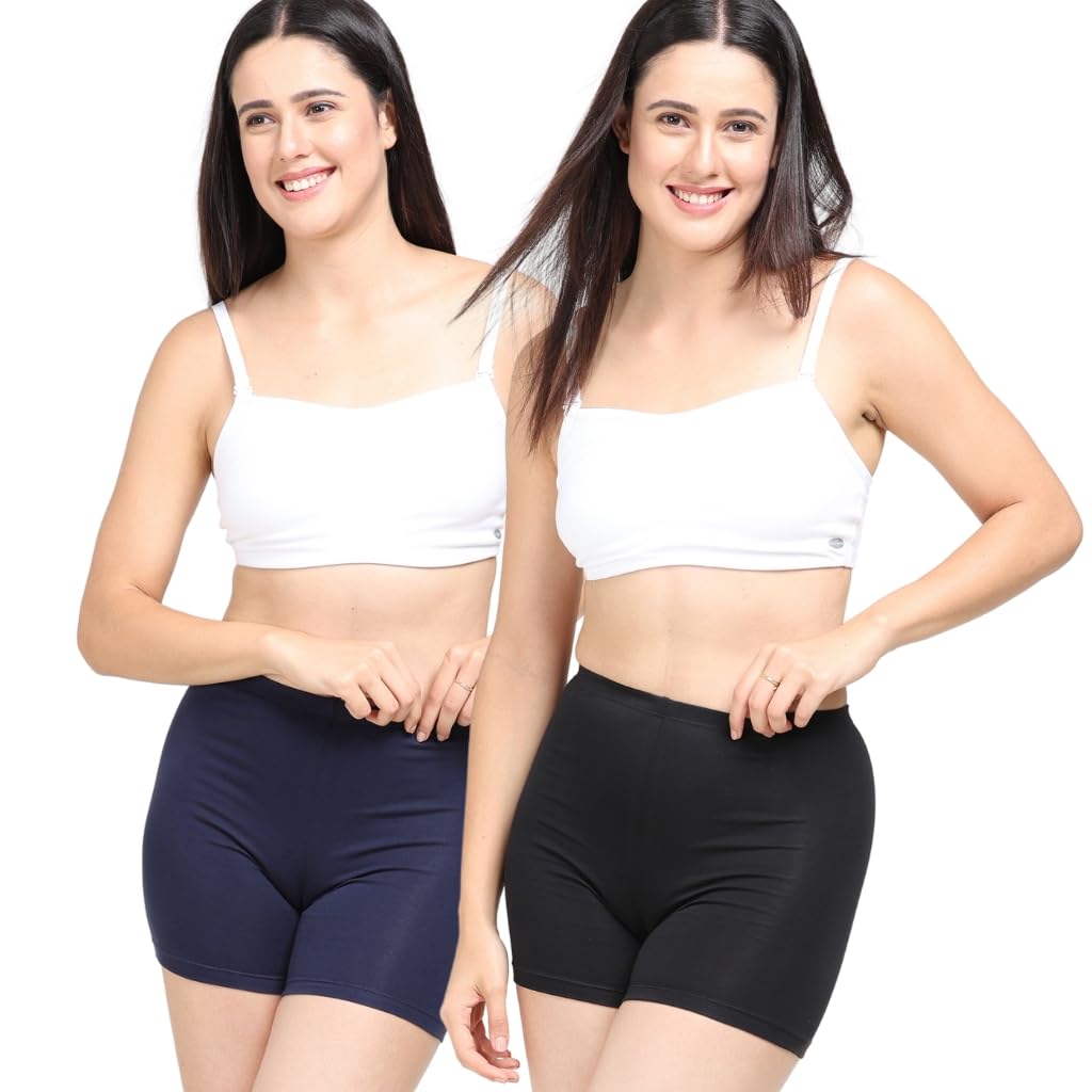 Adira | Under Dress Shorts for Women | Shorts for Women | Women Tights Shorts | Soft & Comfy, Knitted Stretchy Fabric | Perfect Length to Wear Under Dress | Pack of 2 | Navyblue & Black | XXL-picture-41