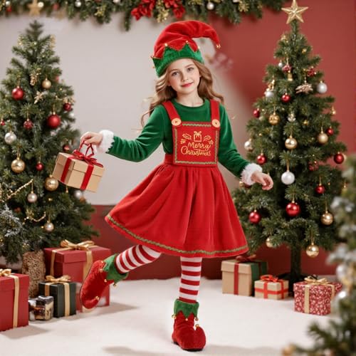 Disfraz Completo de Elfo Navideño para Niñas miniatura 3