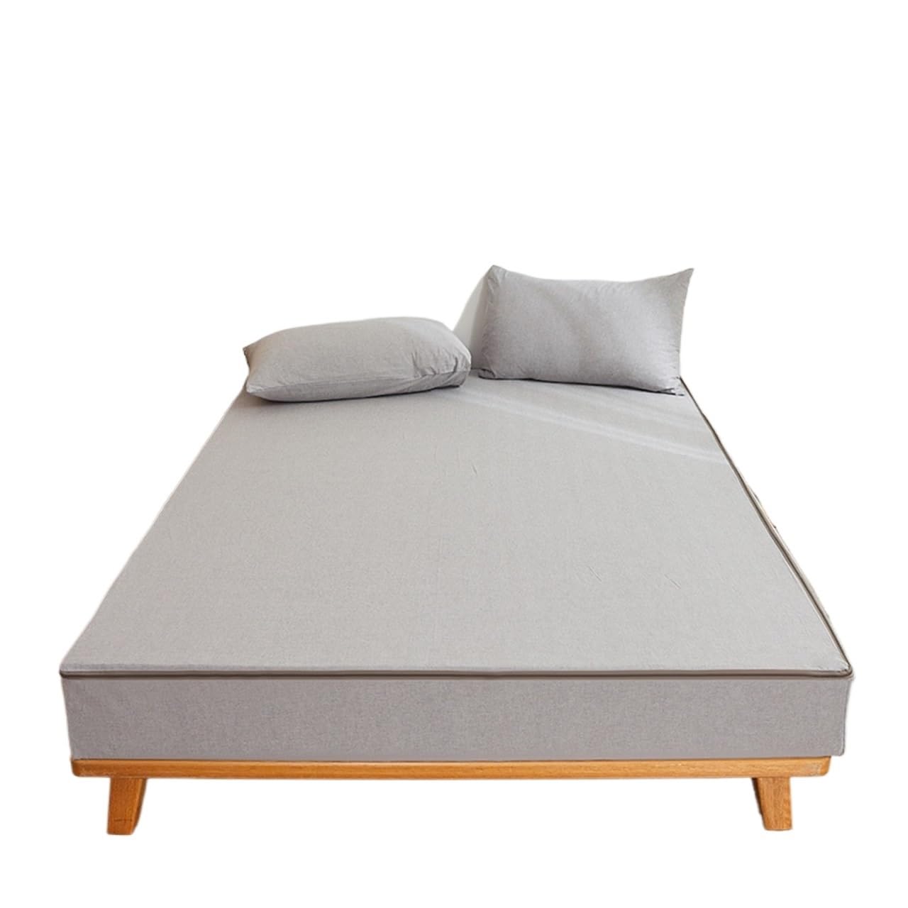 ZIHDKE 1pcs Cotton Zippered Mattress Protector Breathable Cover & Encasement, 6-Sides Fully Enclosed Fitted Sheet for Tatami(Mist Gray,90x200x30cm)
