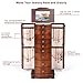 Giantex Large Jewelry Armoire Cabinet with 8 Drawers & 2 Swing Doors 16 Hooks Top Mirror Boxes, Standing Cambered Front Storage Chest Stand, Large Standing Jewelry Armoire, Dark Walnut