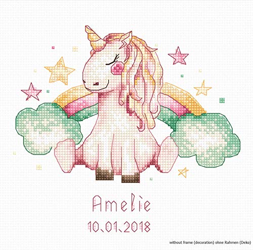 Luca-S Counted Cross Stitch kit Unicorn and Rainbow for The Girl 15x14.5cm