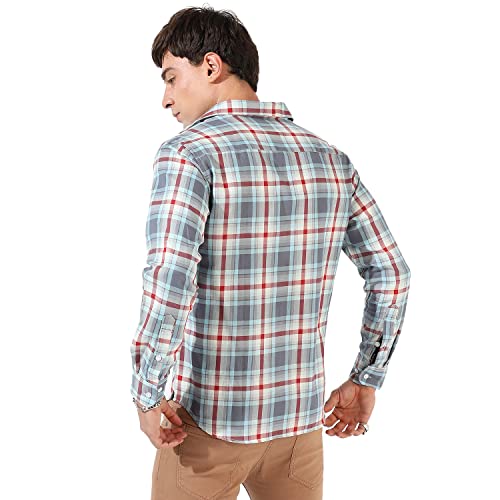 Image of Campus Sutra Men's Button Up Shirt for Casual Wear | Regular Fit | Poly Lycra Shirt Crafted with Short Sleeve & Enhanced Stretch Comfort Fit for Everyday Wear