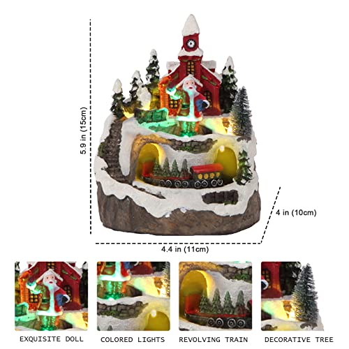 Christmas Collectible Buildings Decoration Musical Christmas Village Figurines Snow Globe With Spinning Train 8 Music Led Light Aldea De Navidad For Christmas Home Decor Gift For Kids (Santa Claus) #TOP1