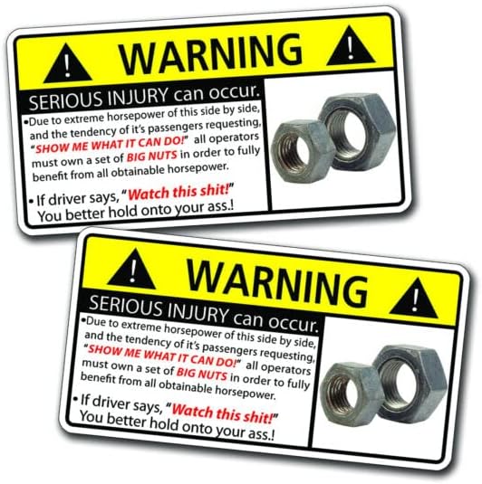 Dolly Decals and Stickers SxS Side by Side Funny Nuts Warning Decal Sticker