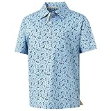 M MAELREG Boys Golf Shirts Moisture Wicking Quick Dry Fit Full Printing Short Sleeve Polo Shirts for Boys Size 10-12