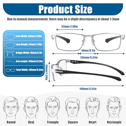 Image of Photochromic Progressive Multifocus Reading Glasses Men Transition Blue Light Blocking Multifocal Computer Readers