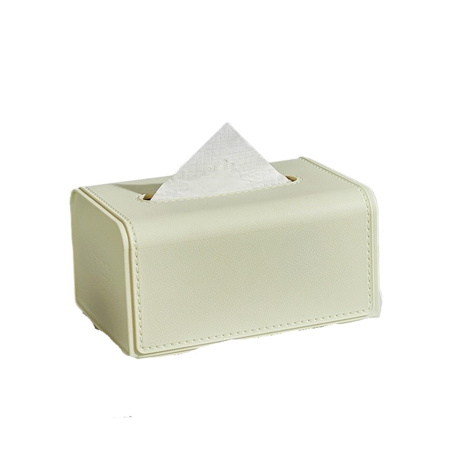 Eefpxwtz White Household Square Tissue Box， Leather Tissue Box Cover Multicolor Napkin Wet Paper Holder Car Desk(White)