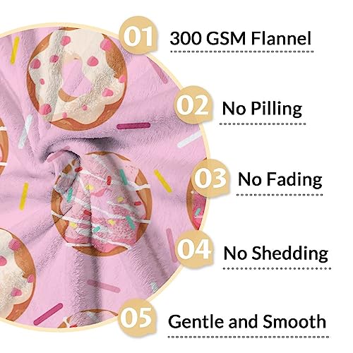Girls Blanket - 60"x80" Cute Donut Throw Blanket Gifts for Kids & Adults - Pink Soft Fuzzy Doughnut Blanket for Bed, Couch & Living Room