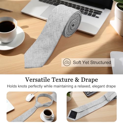Image of Cotton Ties for Men Solid Color Skinny Tie Mens Necktie for Wedding Graduation Formal Dinner