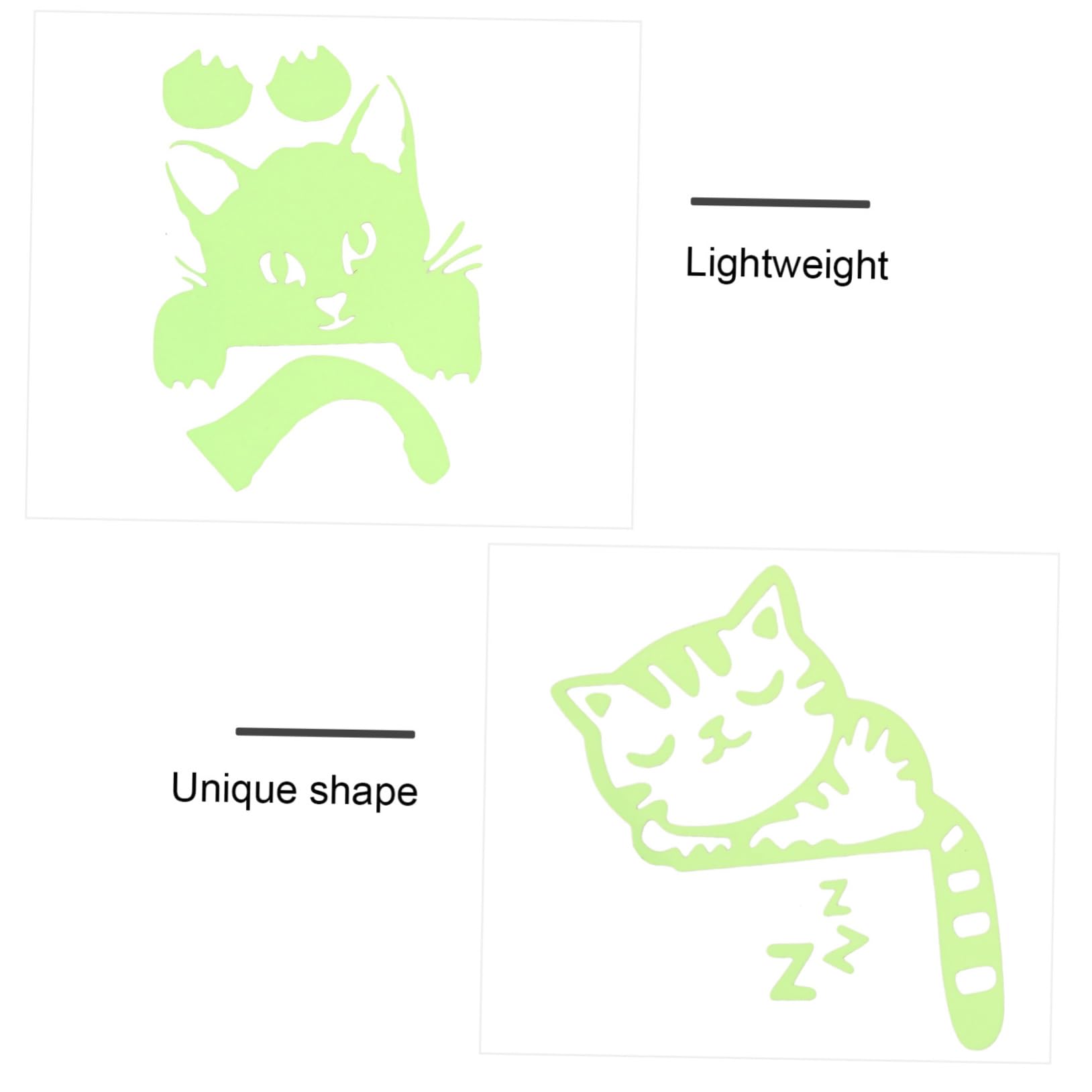 2pezzi Adesivi Murali Luminosi Per Adesivi Creativi Tema Gatto Per Decorare Camera Salotto Cucina e Altro Facili Da Applicare e Realizzati Durevole