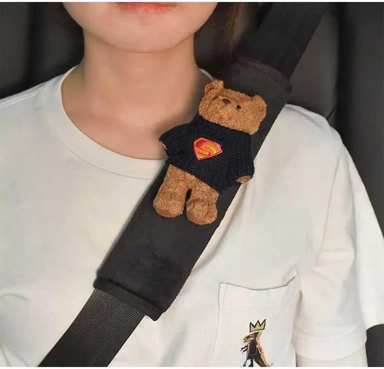 Super Soft Car Seat Belt Covers - 2 Pack Brown Bear Design, Universal Fit For All Vehicles - View #8