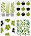 Swedish Dishcloth, Set of 4 (BG) Black & Green Plants Designs