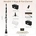 Mendini By Cecilio B Flat Clarinet for Beginner, Ebonite Bb Clarinet with 10 Reeds, Mouthpiece, Cork Grease, Gloves, Cleaning Cloth, Hard Case, Pocketbook, Stand (Black)