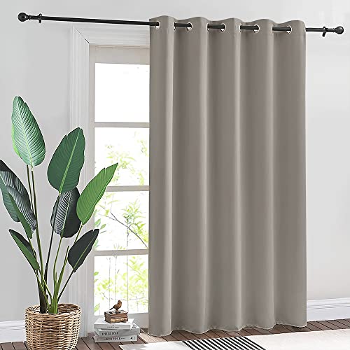 Image of RYB HOME Blackout Curtain for Sliding Glass Doors, Thermal Insulated&Privacy Drape for Patio /Living Room /Bedroom, UV Protection Energy Saving Room Divider Curtain, Sand, W70 x L84, 1 Panel