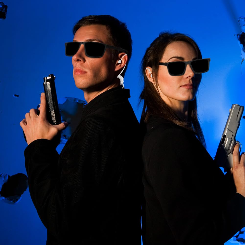 Agent Kostium Akcesoria,6 SZTajnych Agentów Zestaw Kostium Czarny Z Krawatą,Okulary Przeciwsłoneczne, Wizytówka,Słuchawki,Karty Identyfikacyjne,Dodatkowe Słuchawki