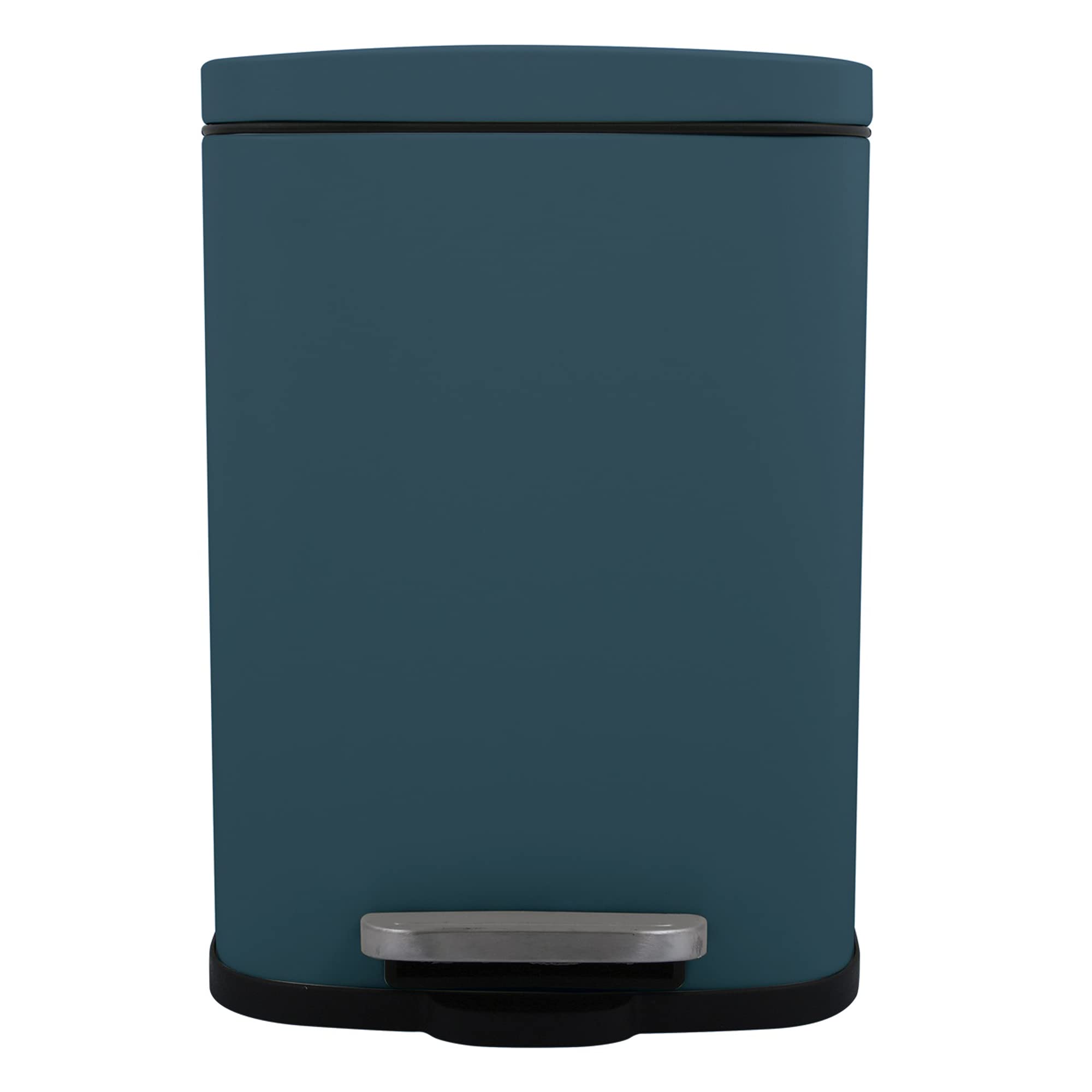 Spirella - Pattumiera da Bagno a Pedale Akira in Acciaio Inox - Chiusura rallentata, Rivestimento Anti-Impronte - 21,4 x 17,6 x 30 cm - 5 L - Petrolio Opaco