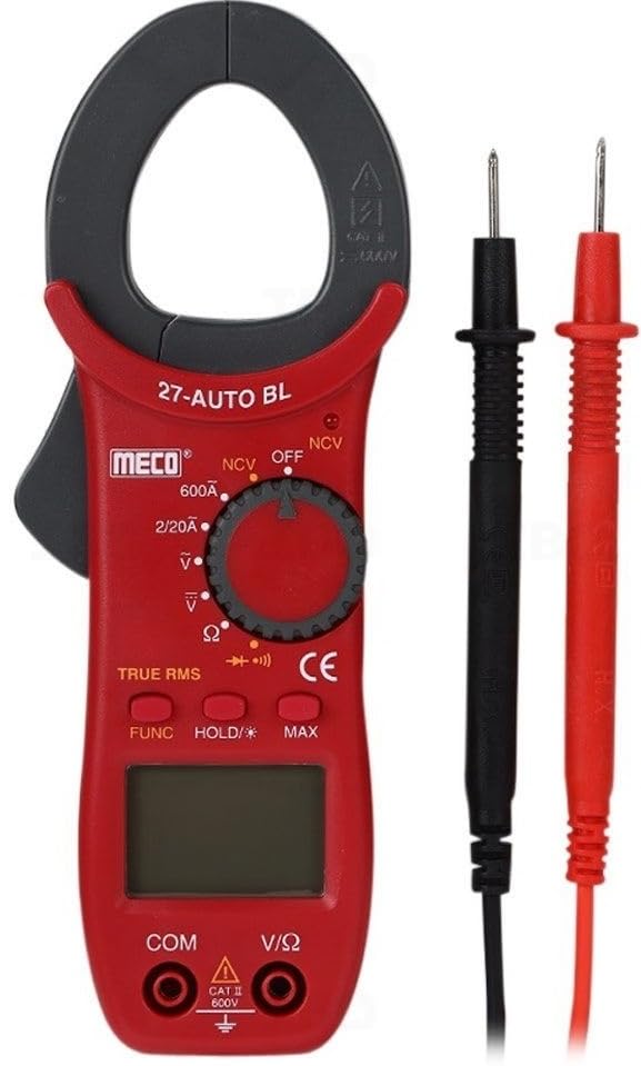 MECO Instrument 27 Auto BL 600A AC Auto Ranging 3½ Digit 2000 Counts Clampmeter Digital Clamp Meters (Red 2000 Counts)-image-11