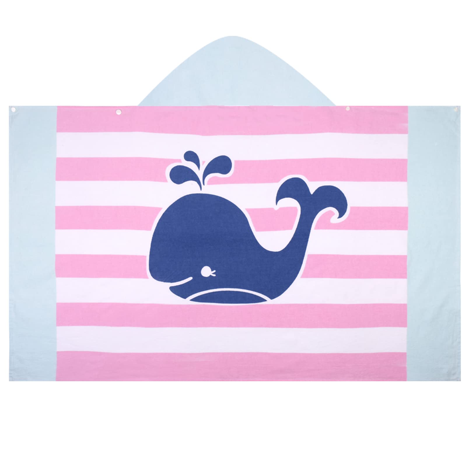 BANGSAUR Kids Hooded Beach Towels, 100% Cotton 50x30 inches Bath Pool Towel Wrap, Toddlers Boys 3-12 Years Coverup Fire Truck(Pink Whale)