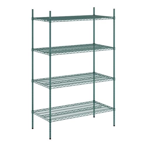 Wire Shelving Unit, 24W x 74H inches, 4 Green Epoxy Coated Shelves, NSF Listed (24 X 72)
