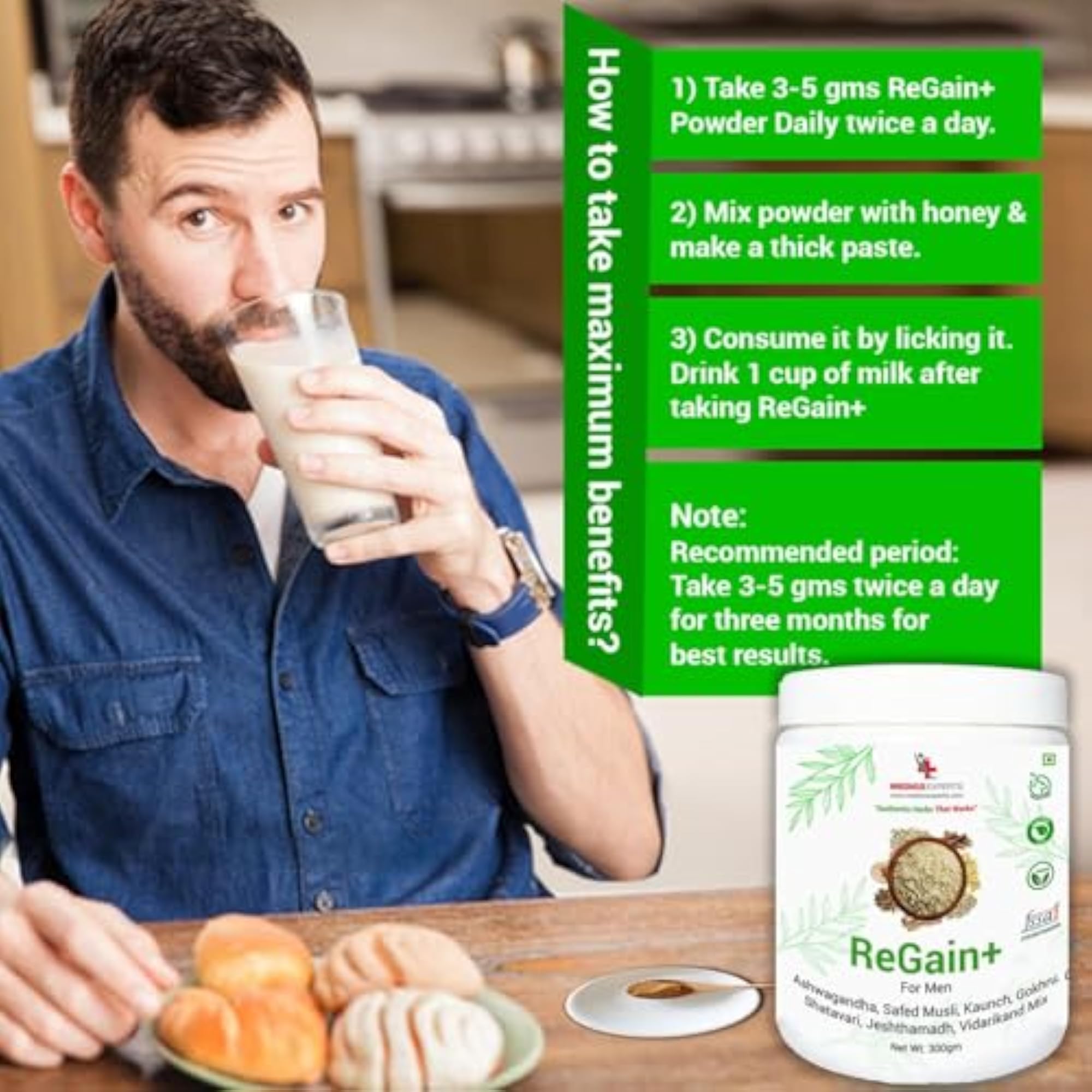 MedicoExperts ReGain+ 600gm with Ashwagandha & Herbs