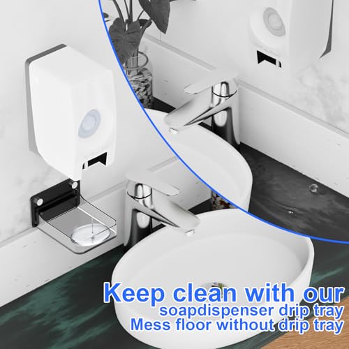 Image of 2 Pack Acrylic Dispenser Drip Tray Wall Mount Removal Soap Dispenser Bracket, Laundry Detergent Drip Catcher Prevent Dripping and Spraying, Soap Dispenser Water Tray, Detachable for Cleaning