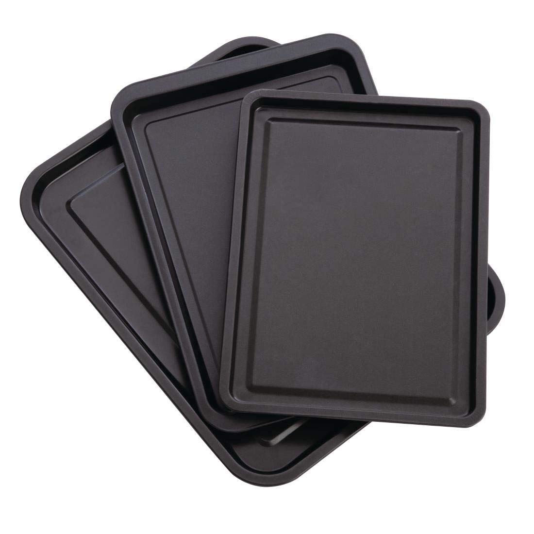 Nisbets Black Essentials Non Stick Baking Trays (Pack Of 3)
