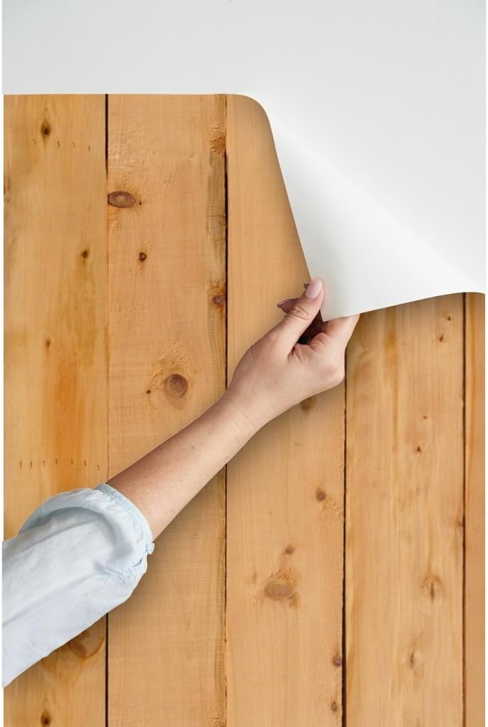 Peel & Stick Wallpaper Swatch - Pine Wood Planks Modern Rustic Custom Removable Wallpaper by Spoonflower