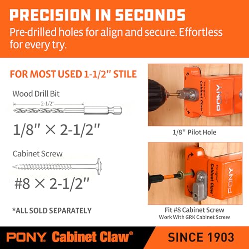 Image of PONY 2-Pack Original Cabinet Clamps, 8510 Cabinet Claw, Face Frame Clamps for Installing Cabinets, 650 lbs Load Limited