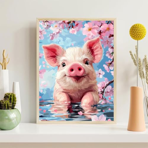 Diamond Painting Fleur et Cochon pour Décoration Murale Salon